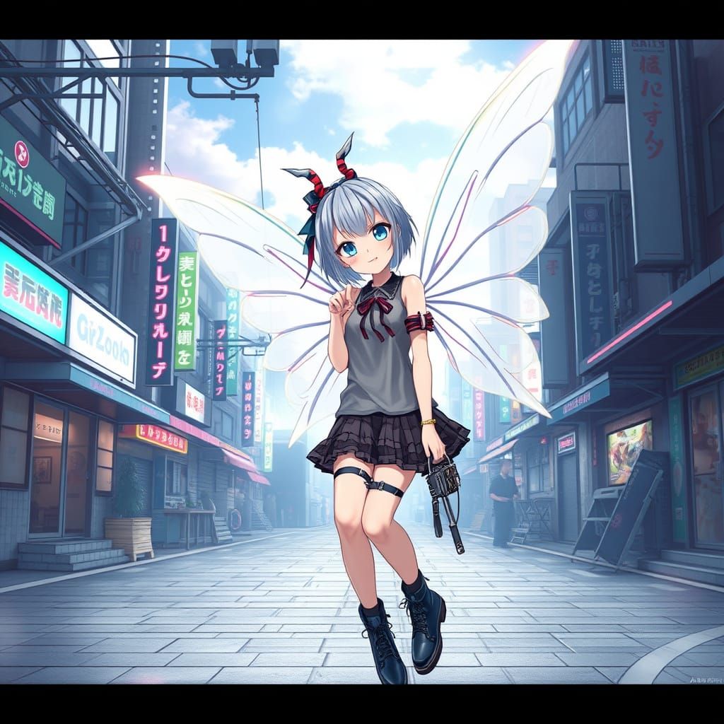 Grunge Fairy in Neon Tokyo
