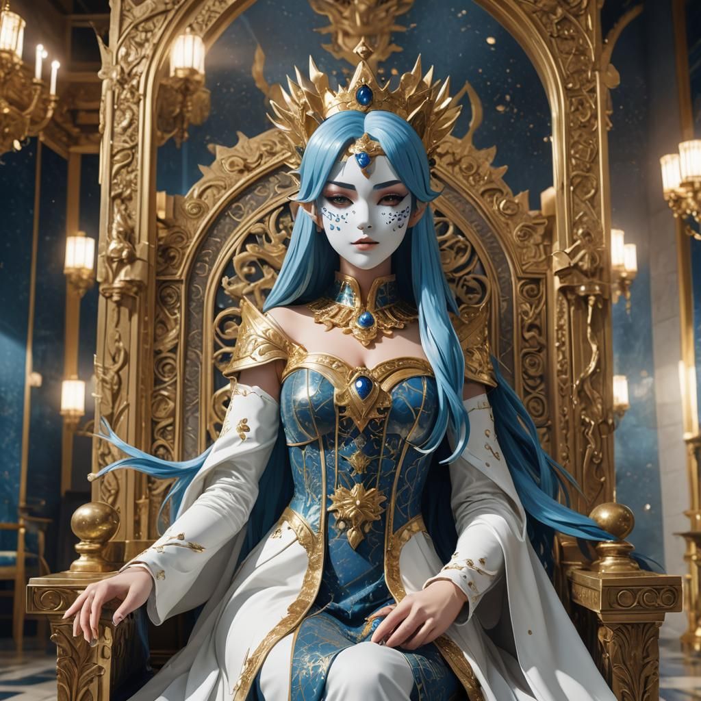 Catgirl Royalty in Grand Throne Room, 3D Anime Art