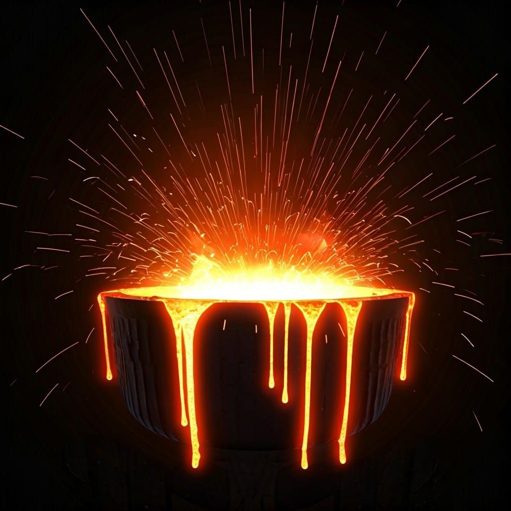 Dramatic Witch's Cauldron with Molten Metal in 3D