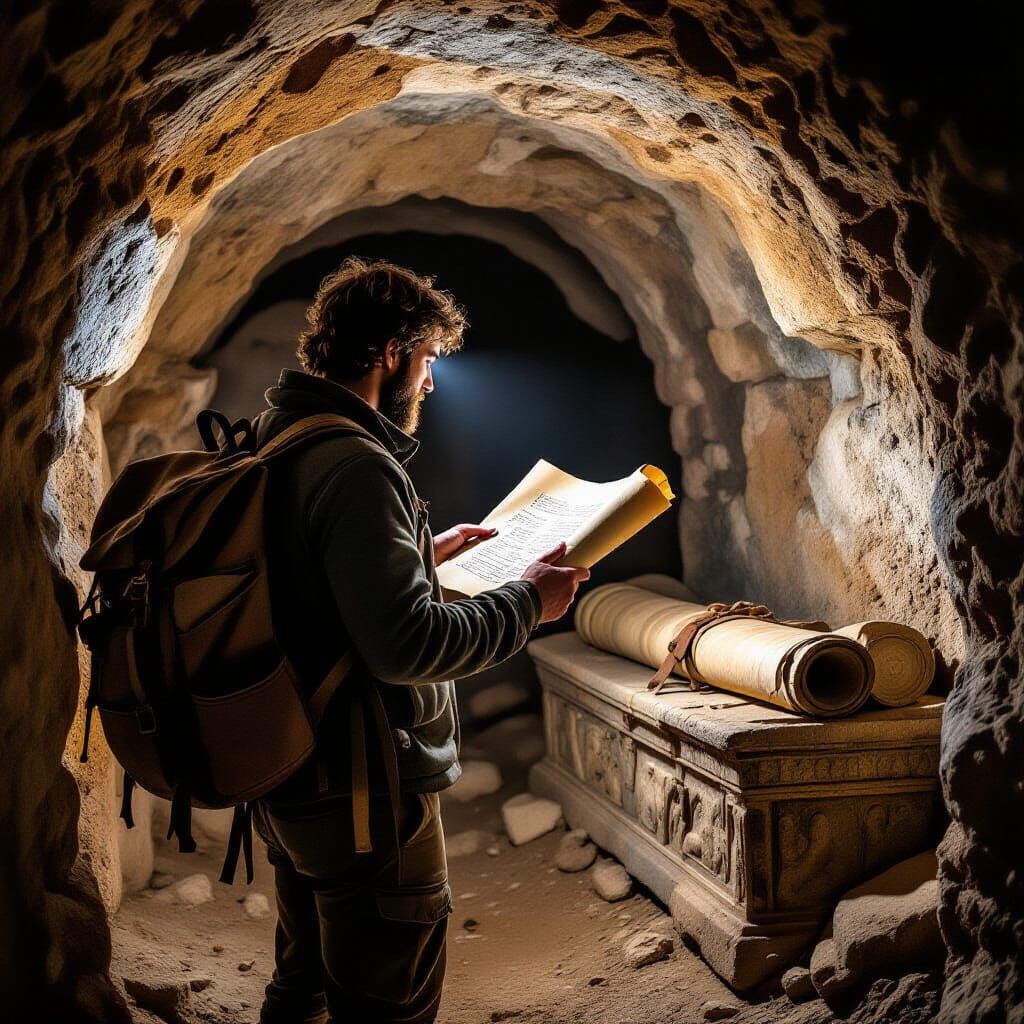 Luca Discovers Ancient Scroll in Roman Catacombs