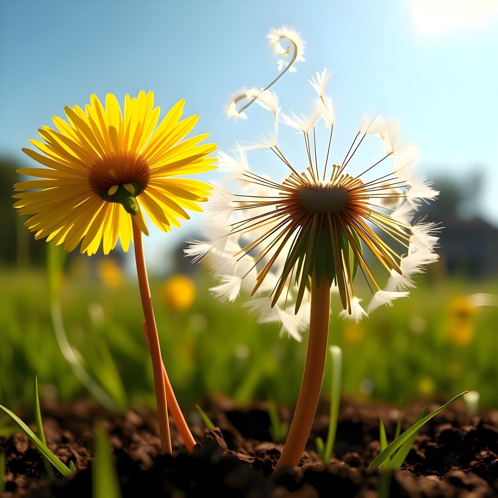 Dandelion Life Cycle in Vibrant Bloom