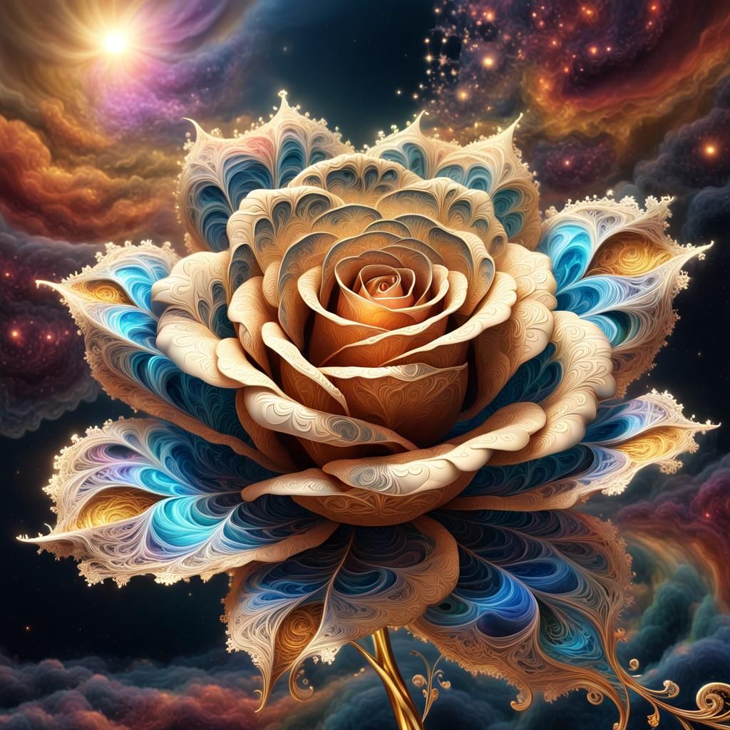 Resplendent Rose in Cosmic Fractal Art
