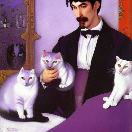Vampire Lord with Cats: Dark Fantasy Art