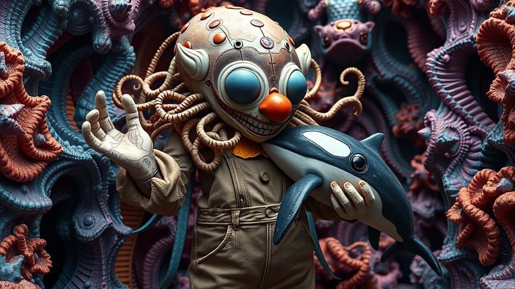 Whimsical Hybrid Creature in Fractal Universe