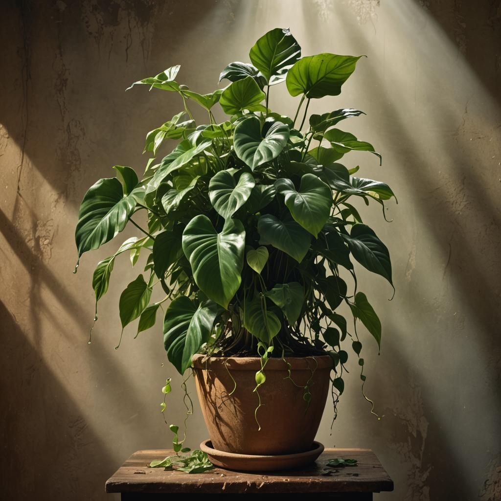 Philodendron Scandens Still Life in Digital Painting