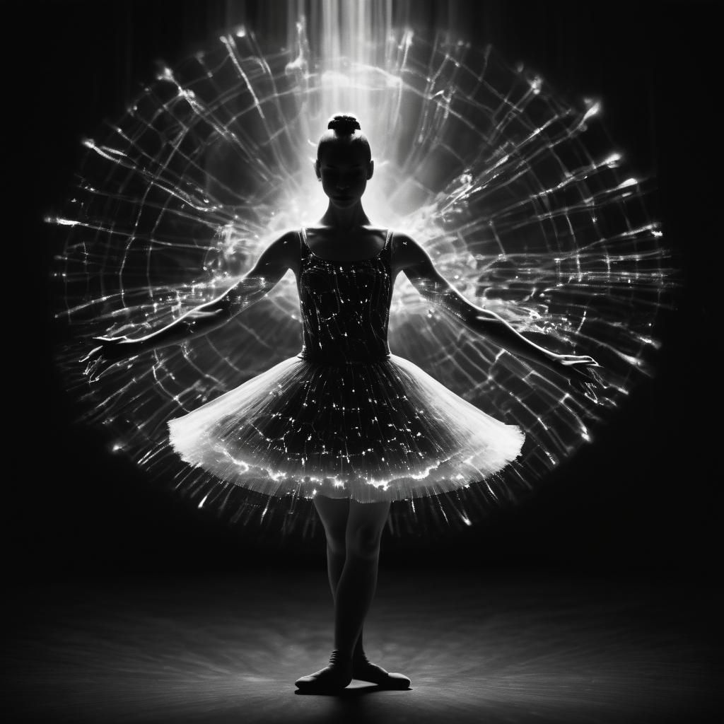 Ballerina Holding Hands With Spirit in Double Exposure