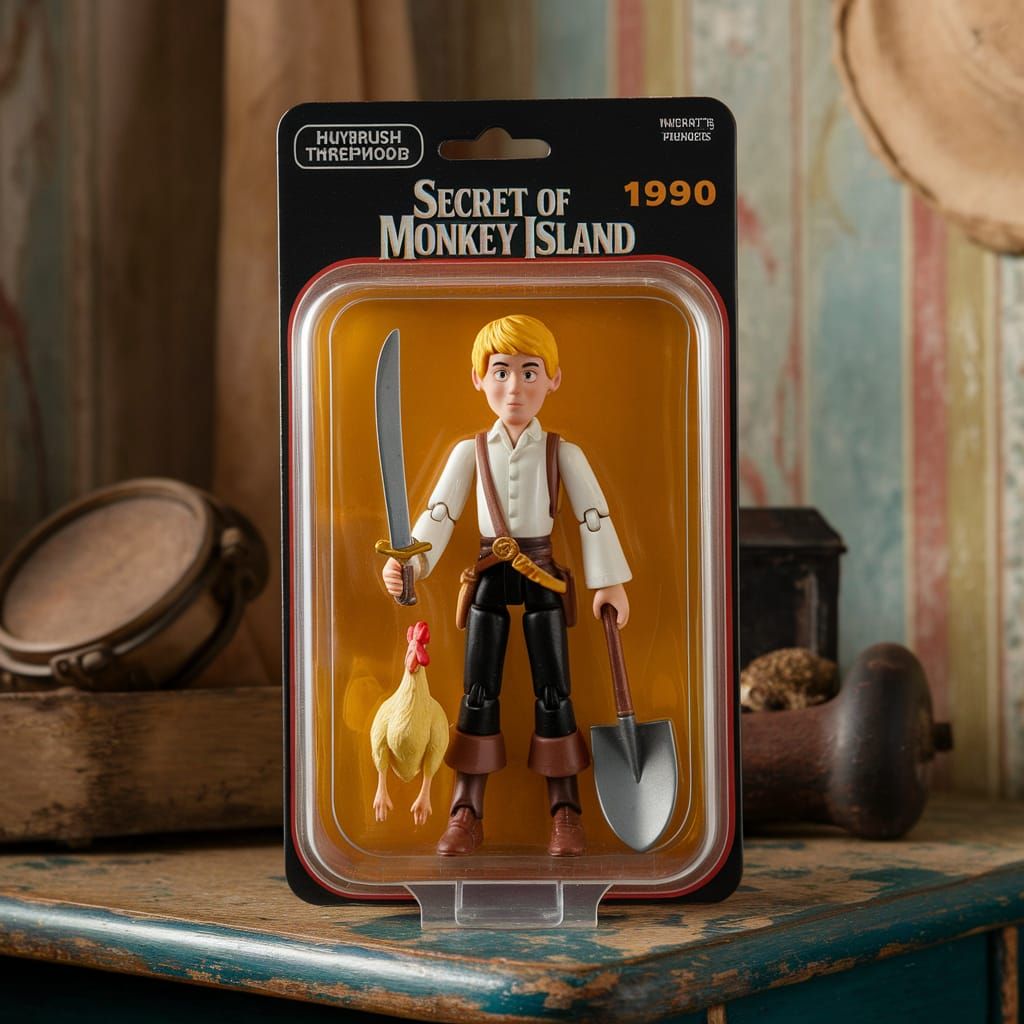Vintage 1990s Monkey Island Action Figure Blister Pack