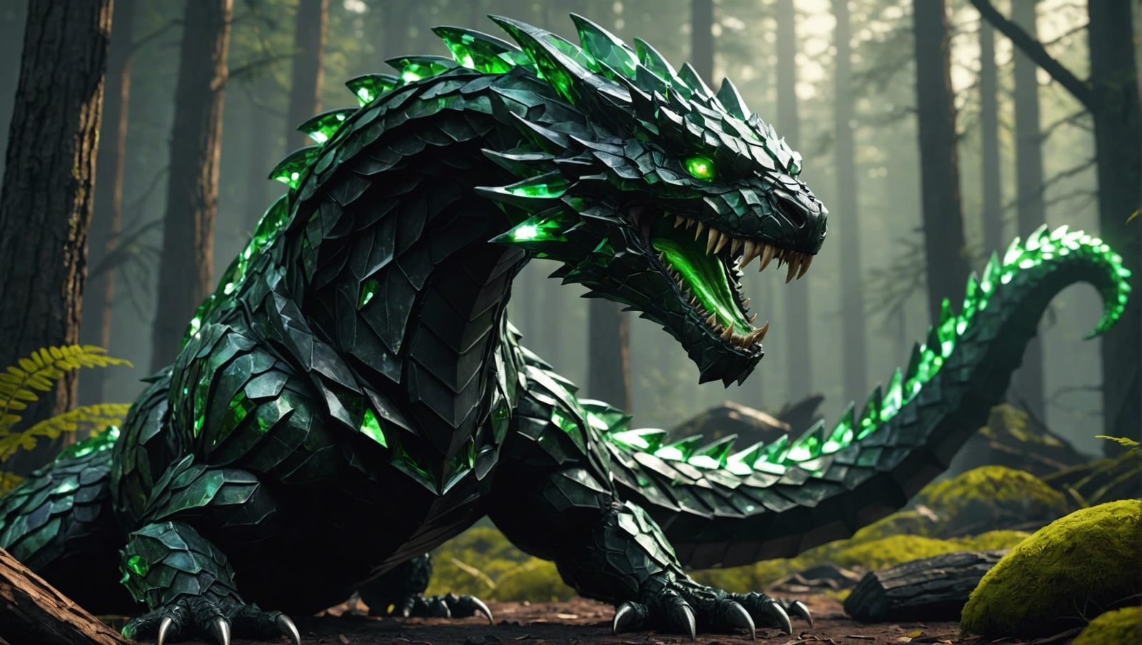 Giant Crystal Viper in Burnt Forest: 3D Render