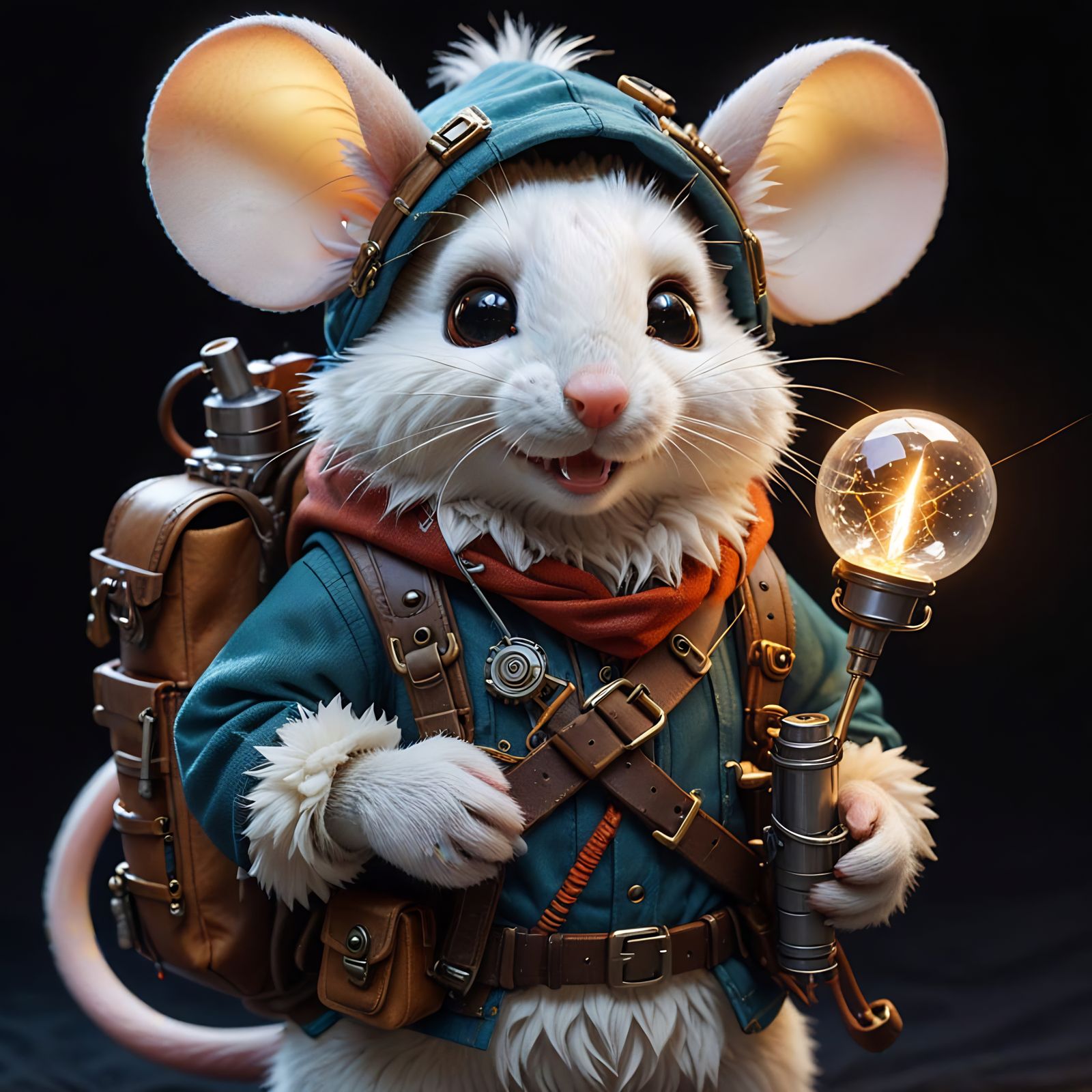 Anthropomorphic Mouse Artificer in Vibrant Fantasy Attire