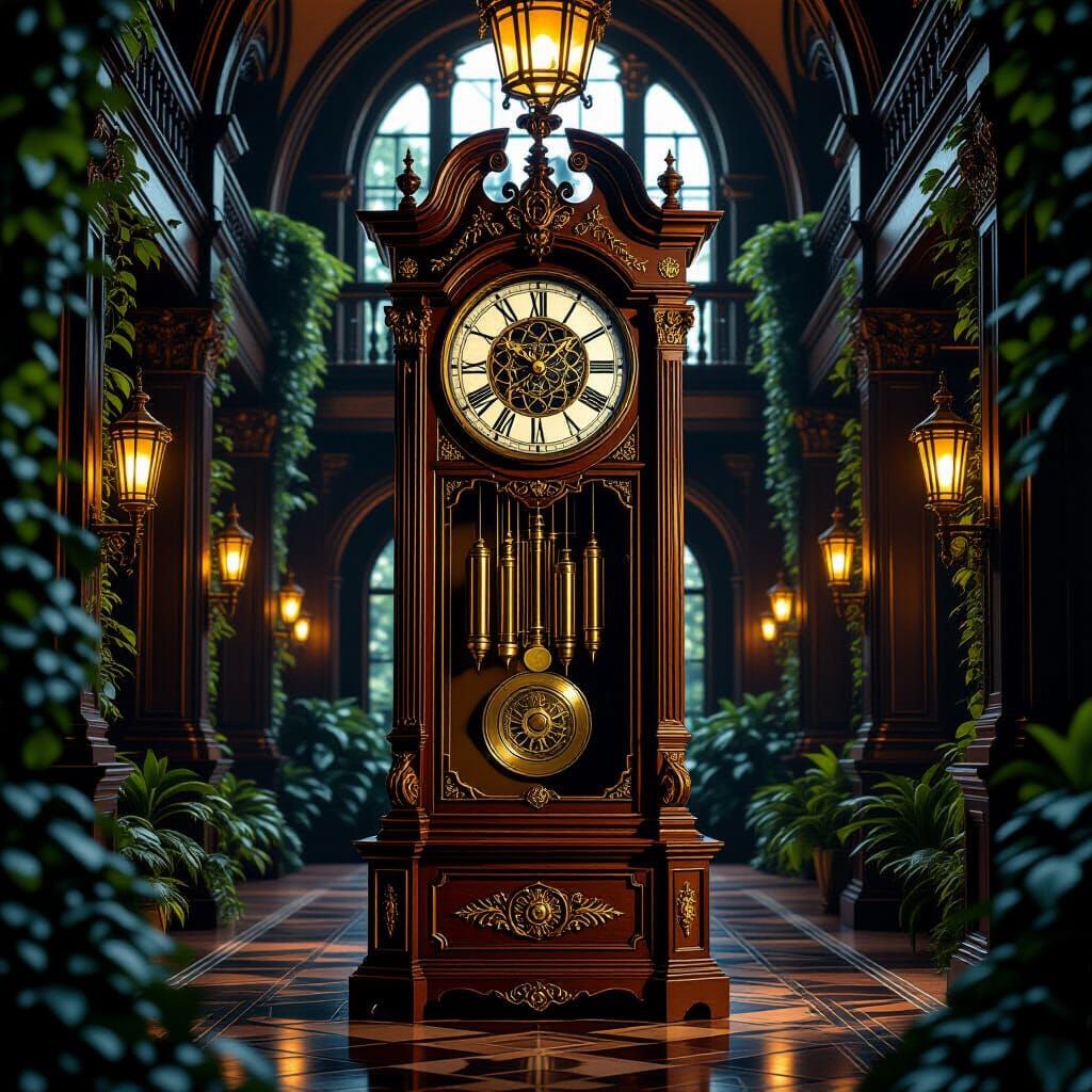 Mystical Grandfather Clock in Fantasy Hall