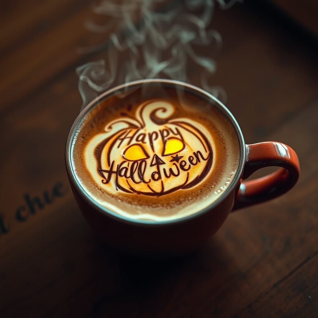 Halloween Jack O' Lantern Coffee Art