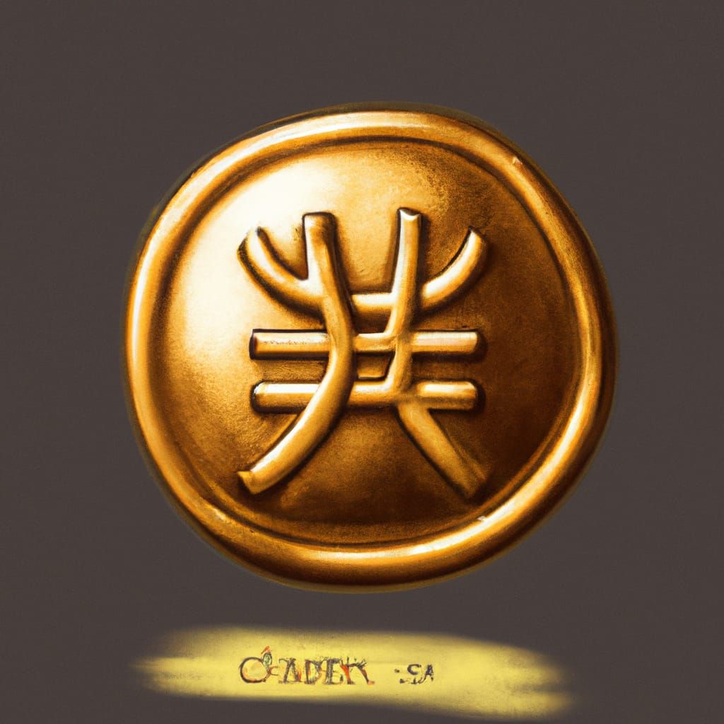 Ornate Gold Coin with Foreign Script