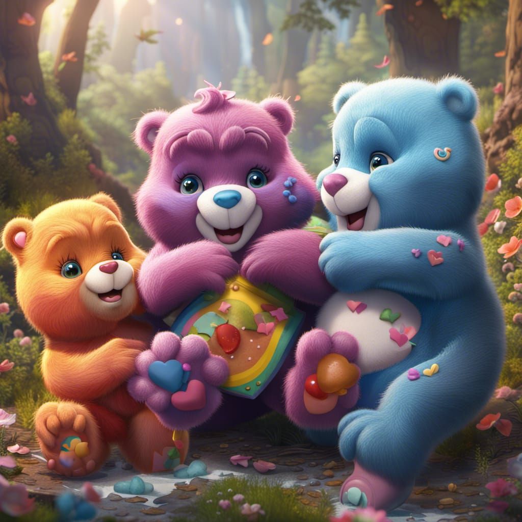 Realistic Care Bears Sharing Colorful Love