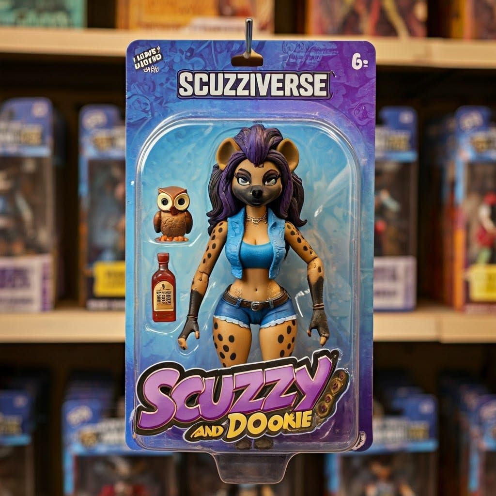 Feminine She-Hyena Action Figure in Hyper-Realistic Style