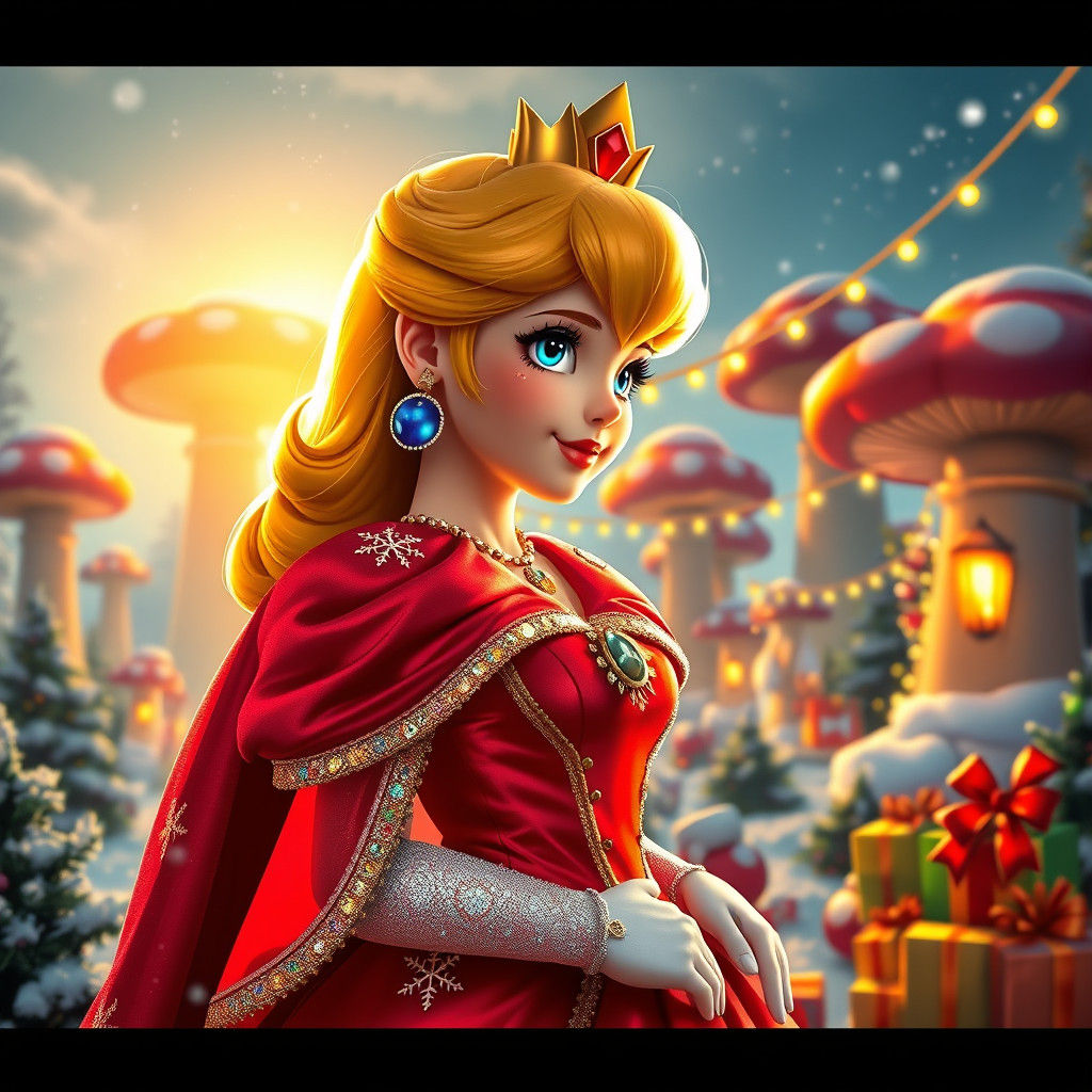 Princess Peach Christmas in Mushroom Kingdom Wonderland