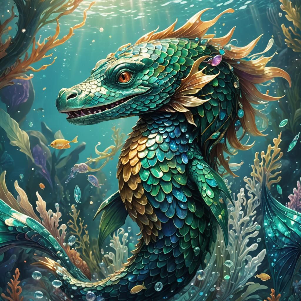 Mythical Sea Creature in Turquoise Waters