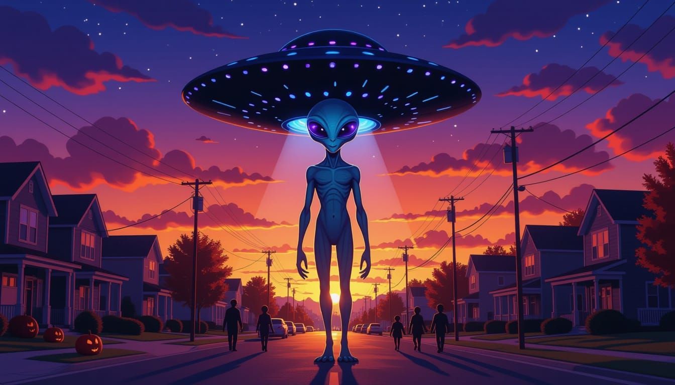 Alien Visitors Descend on Halloween Street