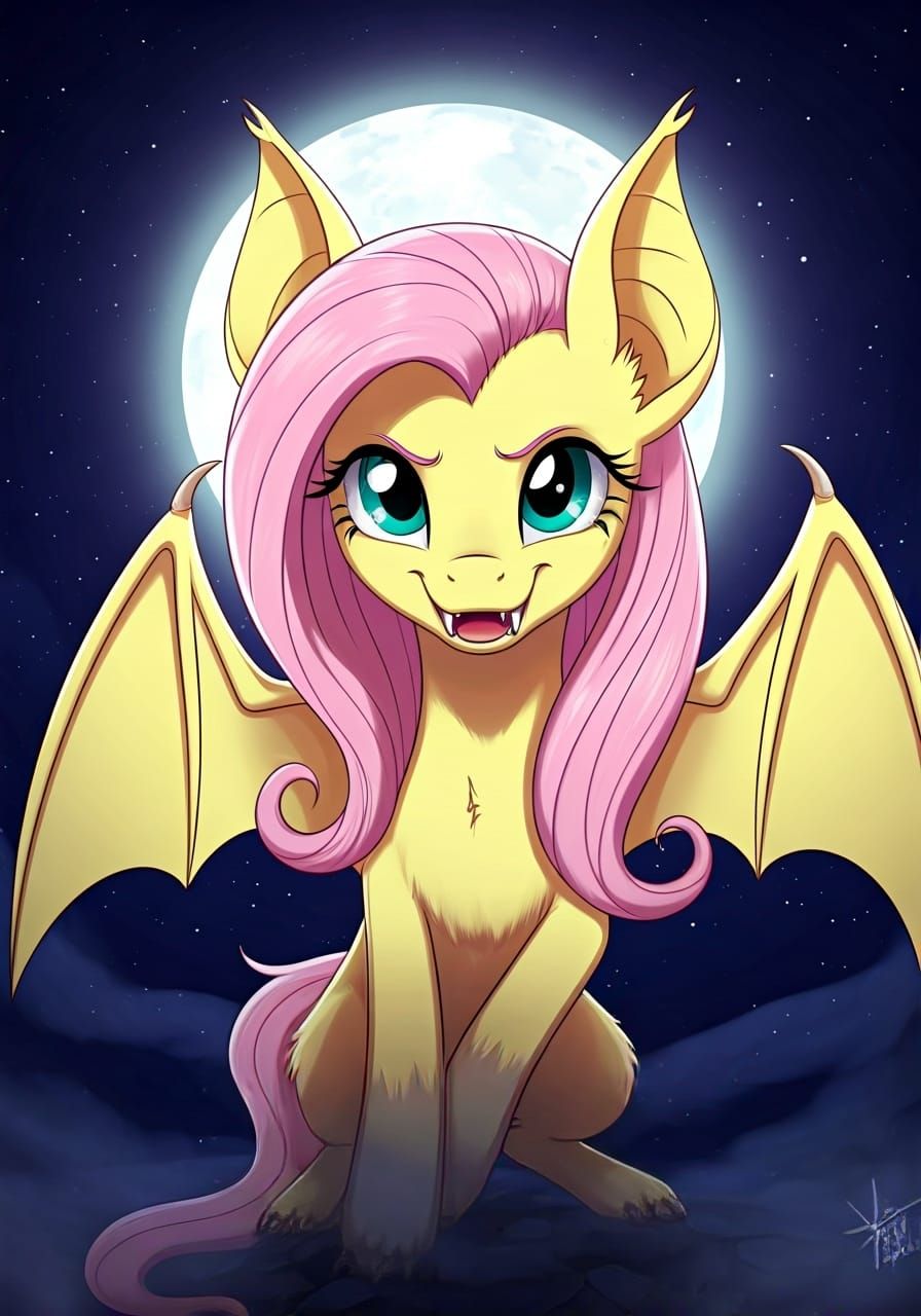 Flutterbat: Ferocious MLP Were-Bat in Moonlight