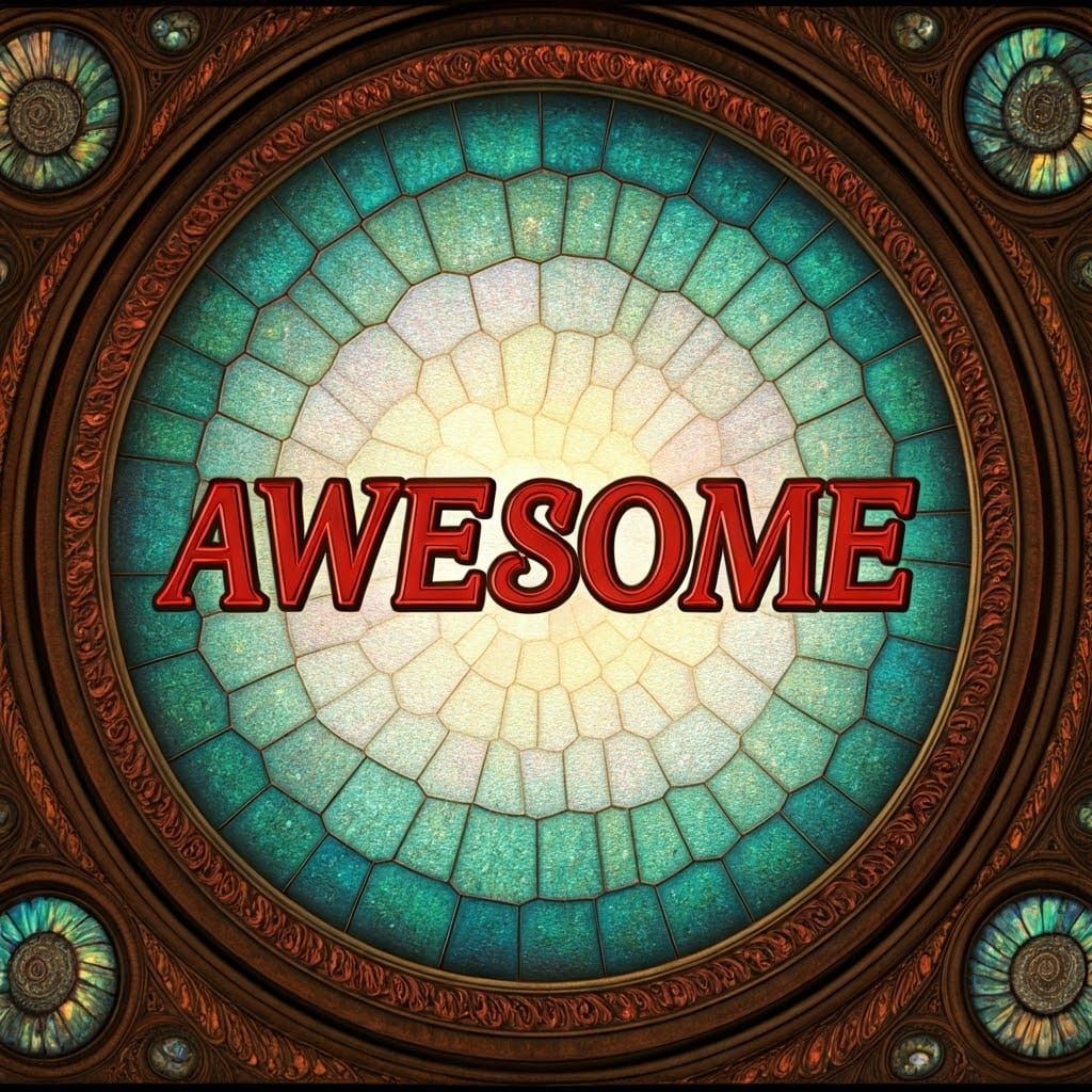 Ethereal Stained-Glass Masterpiece with Ornate Border