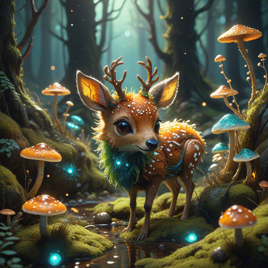 Surreal Earthy Fawn Unfolds in Warm Lighting