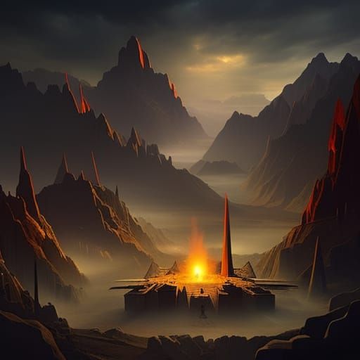 Apocalyptic Desert Fire With Ghosts, Digital Art