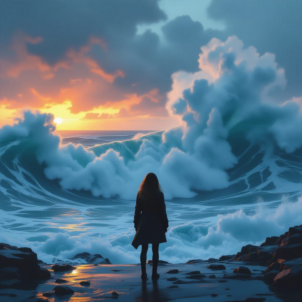 Turbulent Ocean: A Dystopian Future Scene