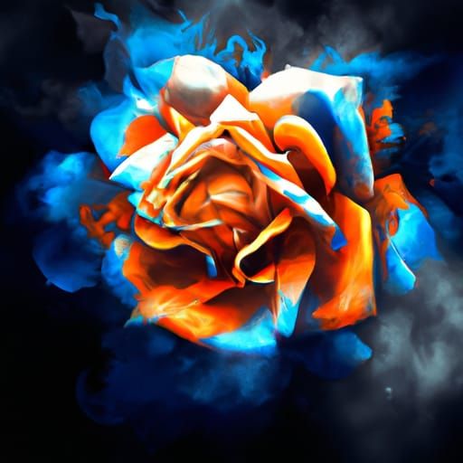 Orange and Blue Rose: Digital Matte Painting