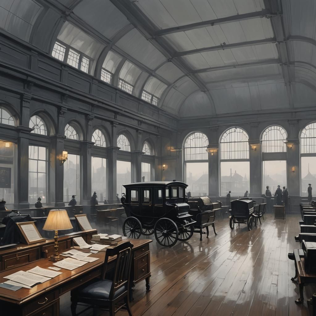 Sinister Study Room Overlooking Foggy Street