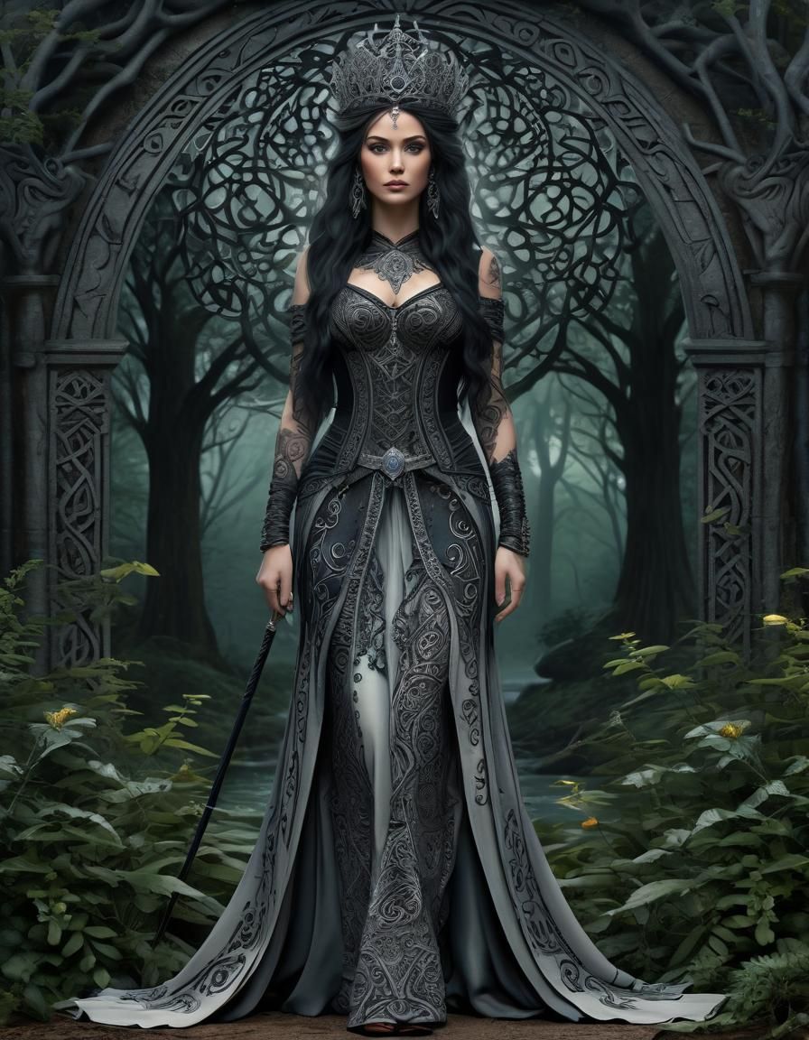 Celtic Goddess Portrait with Intricate Details