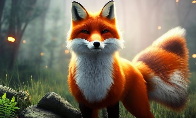 Adorable Fox in 3D Game Cinematic Style