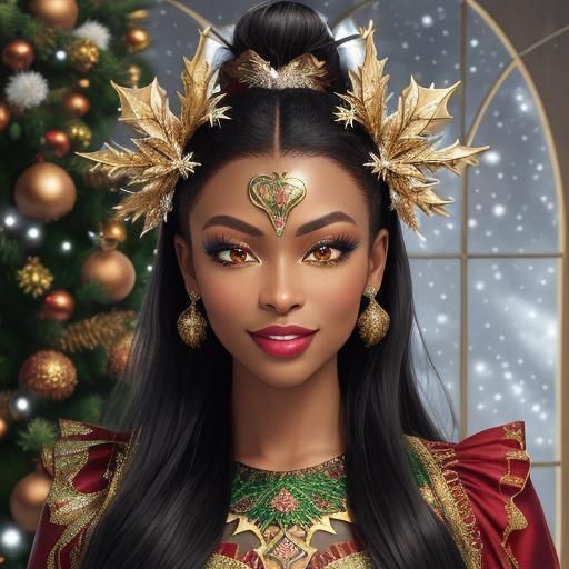 Hyperrealistic Christmas Model with Metallic Gifts