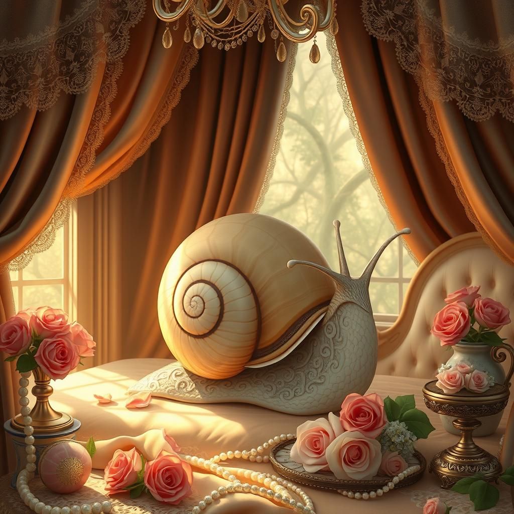 Opulent Snail Boudoir in Art Nouveau Style