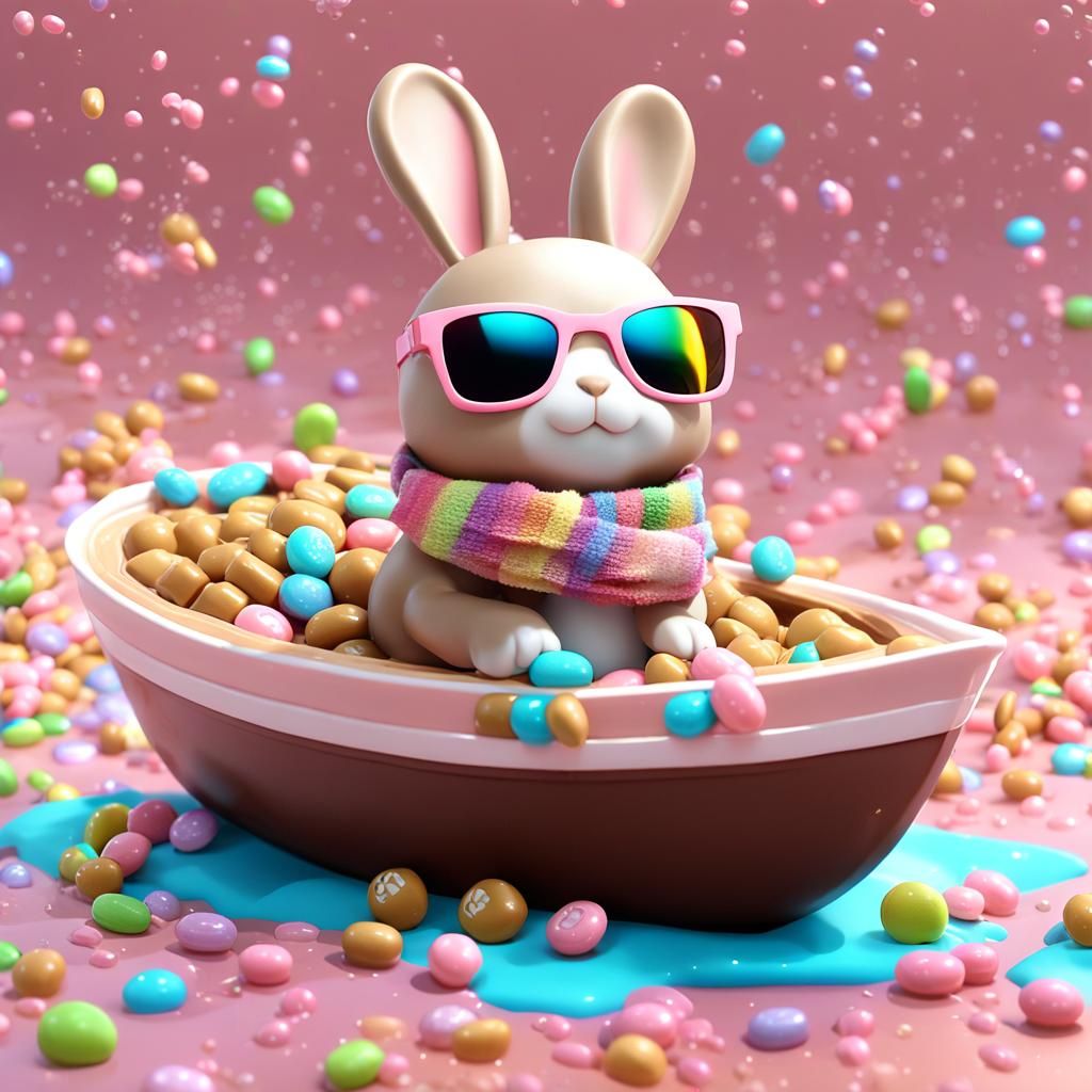 Kawaii Rabbit's Candy River Journey in 3D