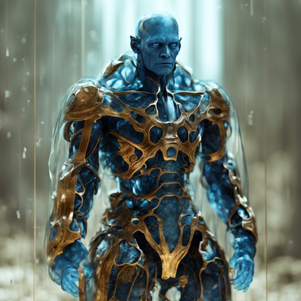 Gelatinous Humanoid in Iridescent Blue