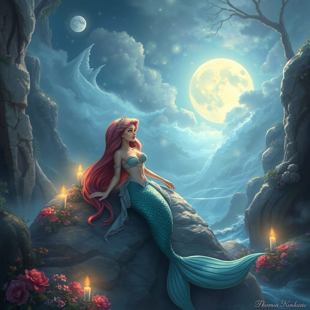 Ethereal Ariel as a Futuristic Siren in Whimsical Fantasy