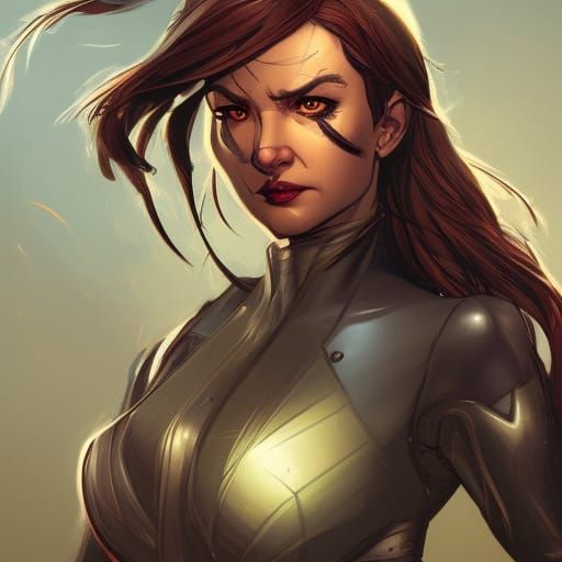 Comic Book Character Portrait in Art Nouveau Style