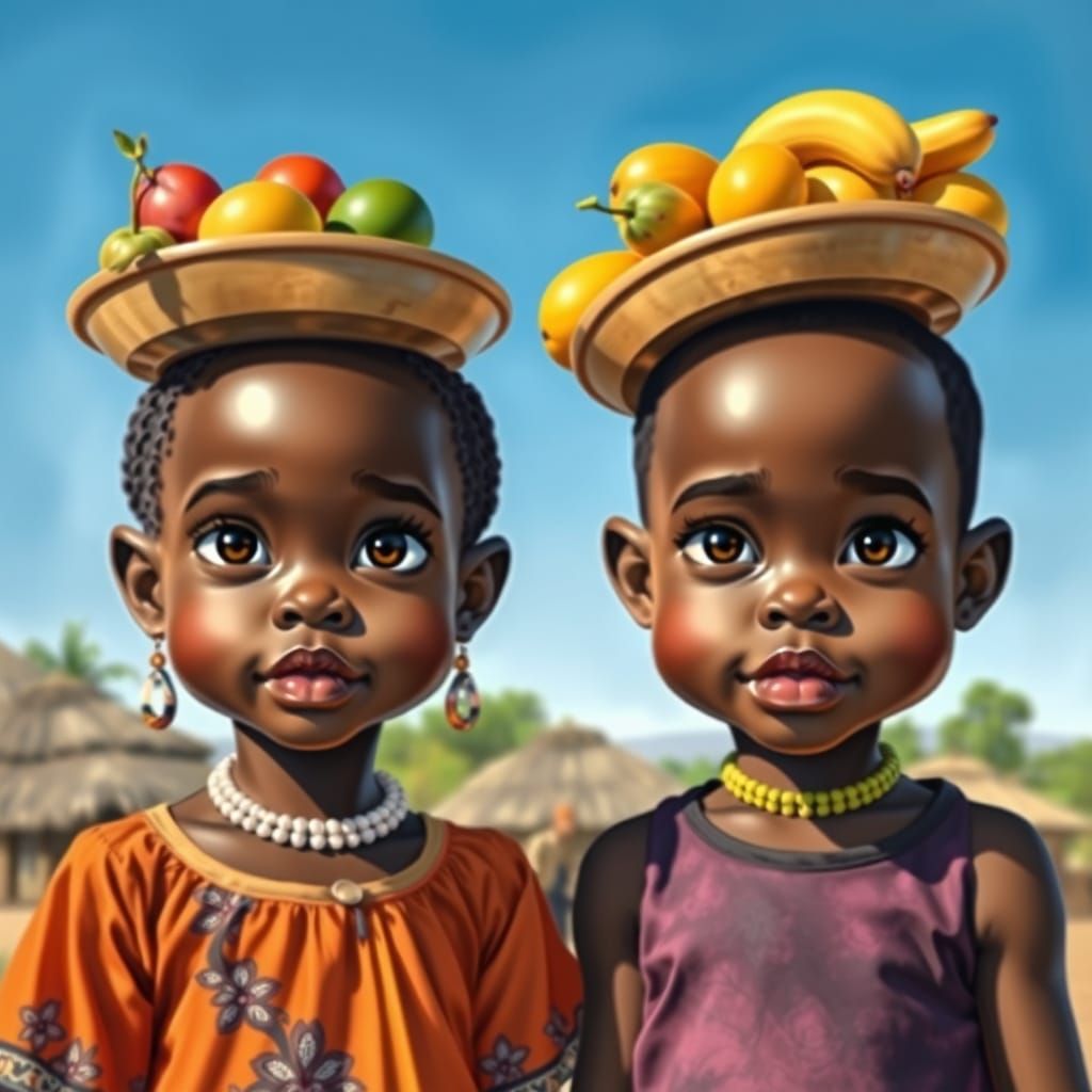 Vibrant African Village Scene in Hyper-Realistic Chalk Art