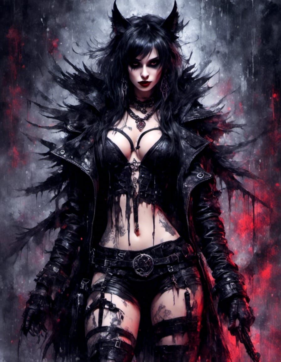 Goth Girl Portrait in Dark Fantasy Dungeon