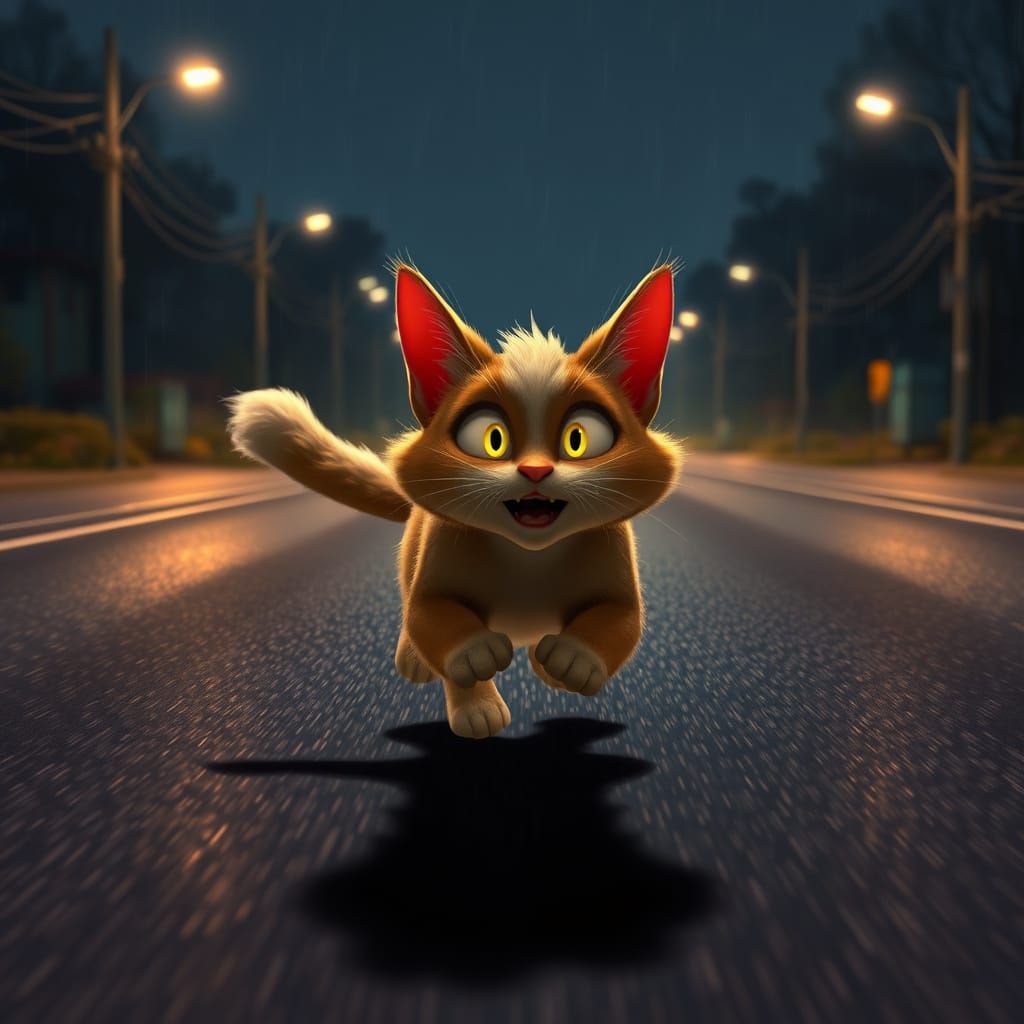 Frightened Cat Running: Cinematic Animation Storyboard