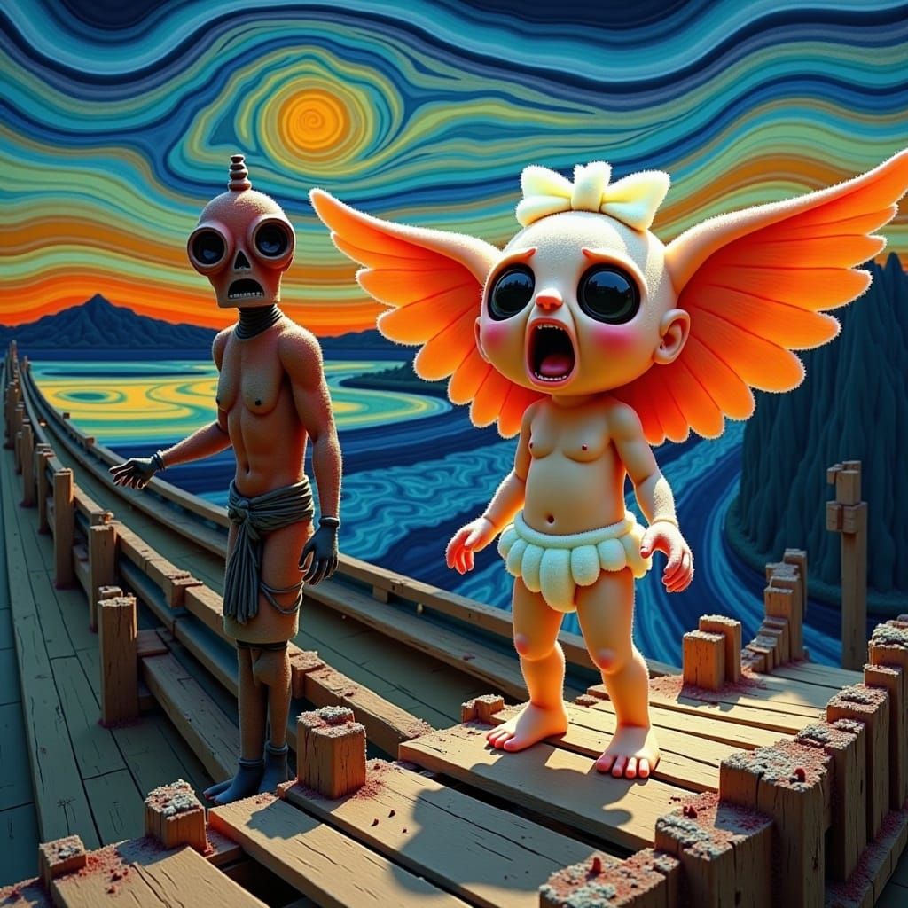 Surreal Cupid's Scream in a Psychedelic World