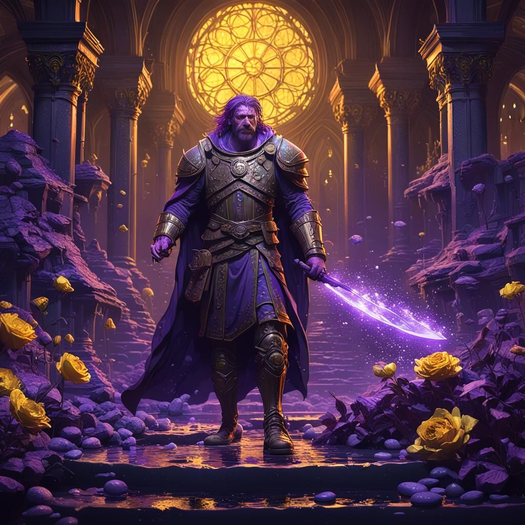 Dark Fantasy Masterpiece in Purple and Yellow