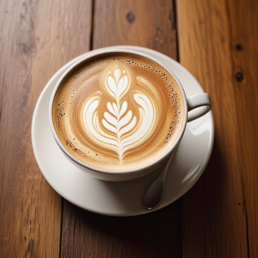 Classic Latte Art Still Life in Earthy Tones