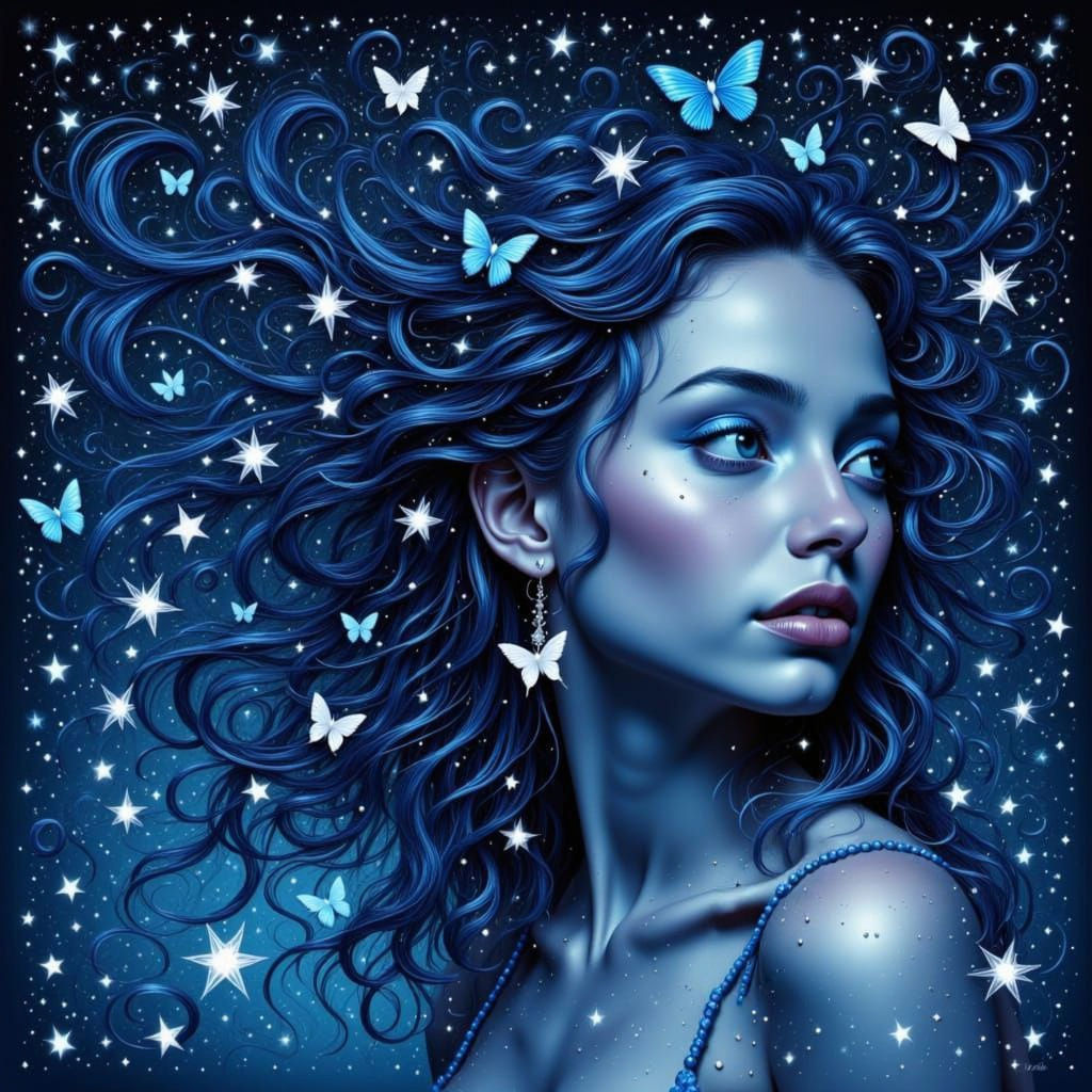 Magical Indigo Swirls with Sparkles