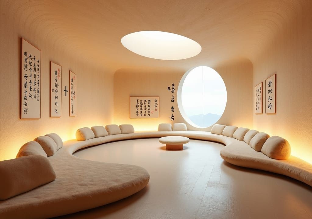 Futuristic Japanese Interior: Cozy Rounded Architecture