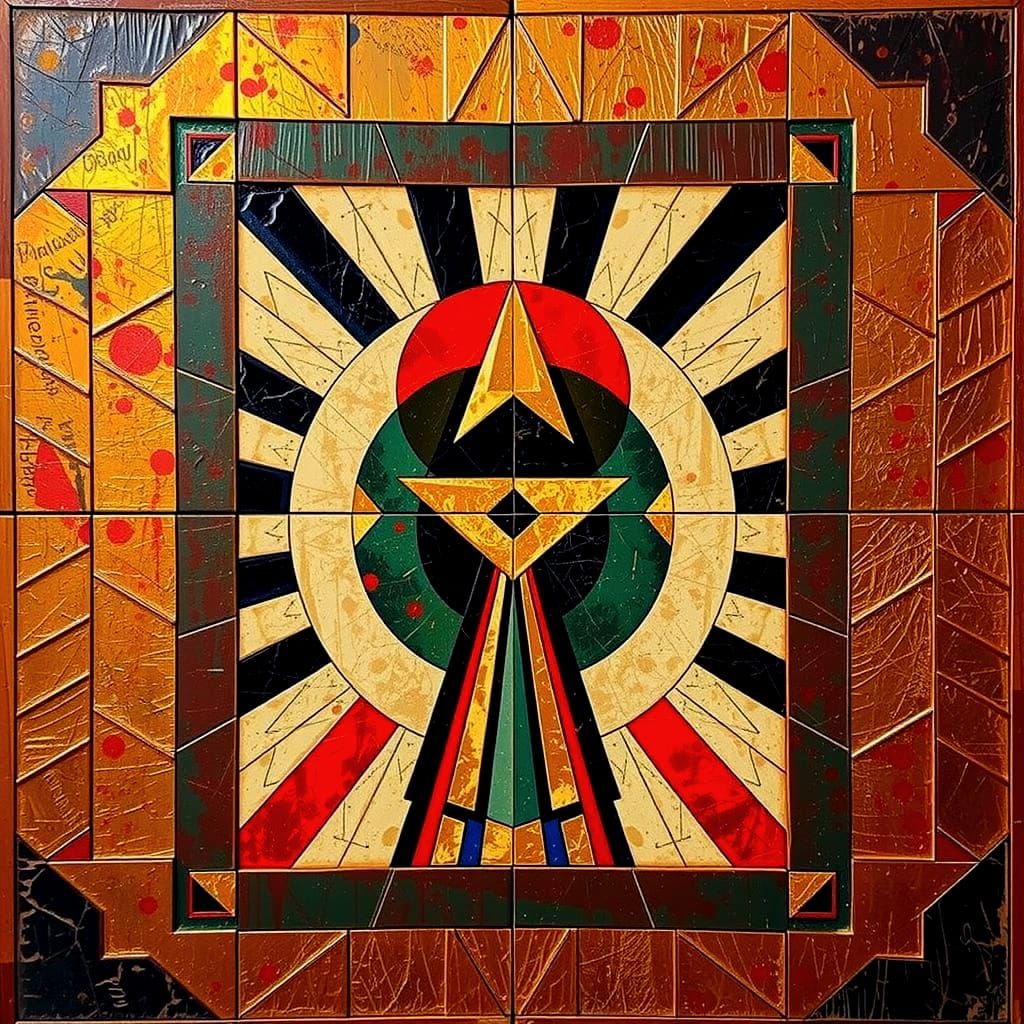 Abstract Geometric Composition with Bold Colors