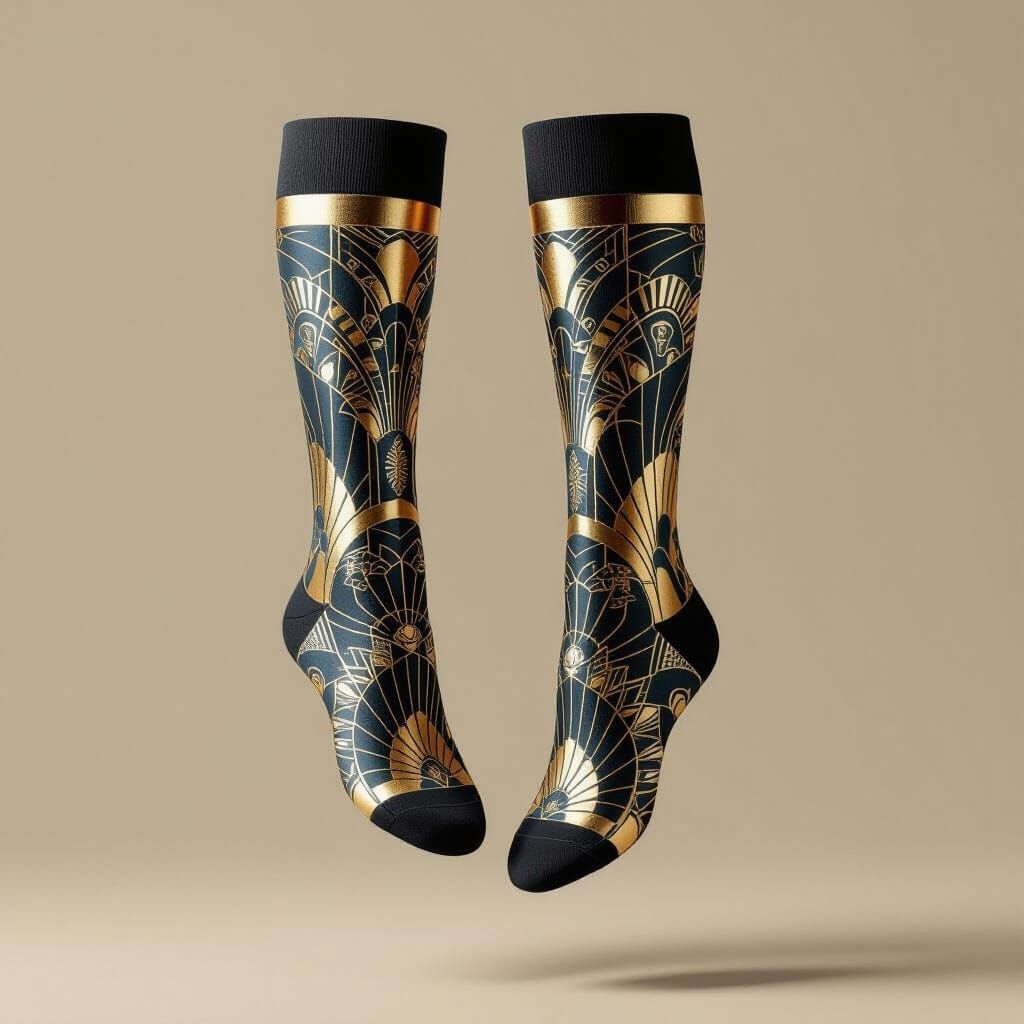 Art Deco Socks Levitate with Metallic Accents