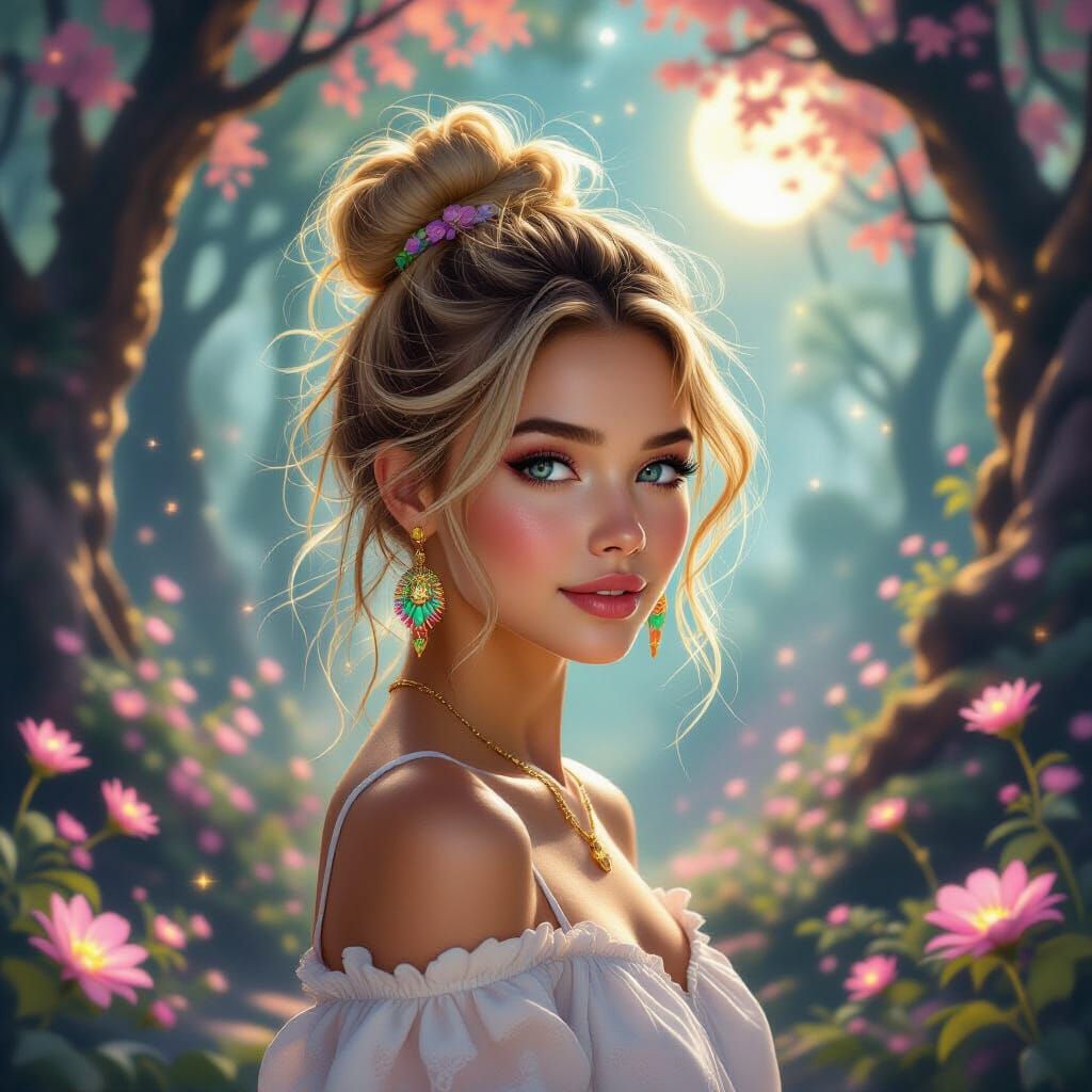 Enchanted Forest Sanctuary with Bioluminescent Trees