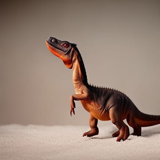 Cute Red Dinosaur Cub in Cinematic Photo Style