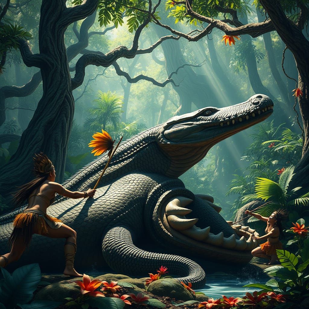 Amazonian Warriors Clash with a Gargantuan Anaconda in Lush ...