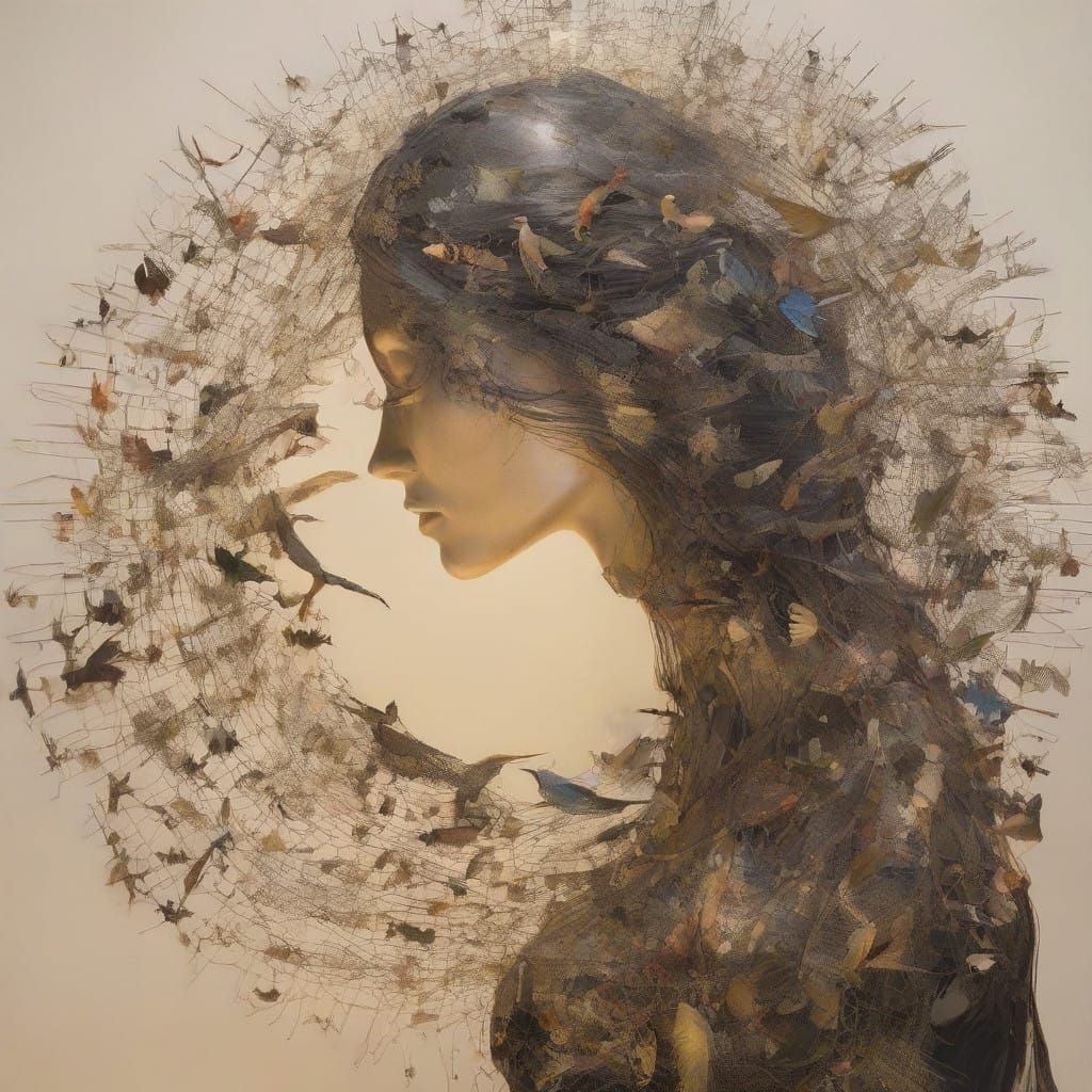 Surreal Woman Amidst Sunset, Embracing Change and Authentici...